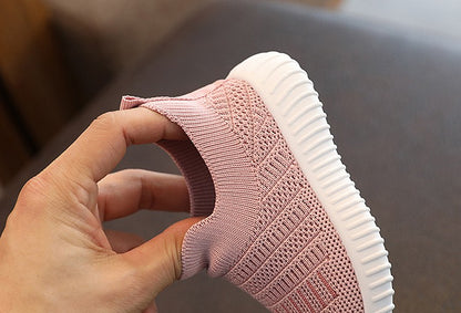 Size 20-31 Children Shoes Spring Autumn Kids Sneakers Soft Breathable Mesh Boys Slip-on Shoes Patchwork Color Girls Shoes