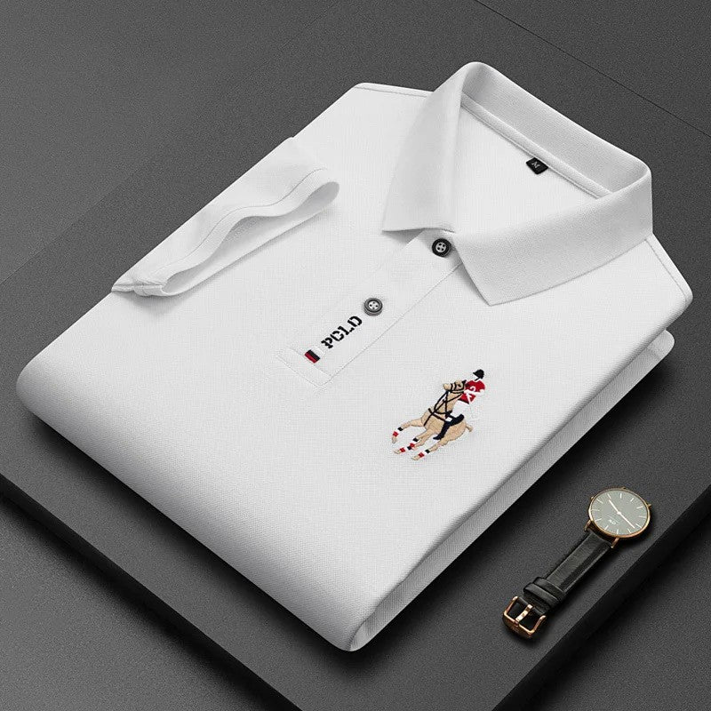 Summer New Embroidered Cotton Short Sleeved Polo Shirt for Men's Fashion, Casual, Comfortable, and Breathable T-shirt Top