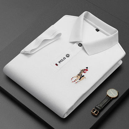 Summer New Embroidered Cotton Short Sleeved Polo Shirt for Men's Fashion, Casual, Comfortable, and Breathable T-shirt Top