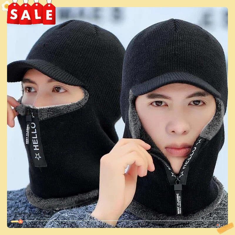 New Men's Winter Warm Wool Hat - Thickened Knitted Cycling Hat - Windproof Sun Hat - Cold and Wind Resistant