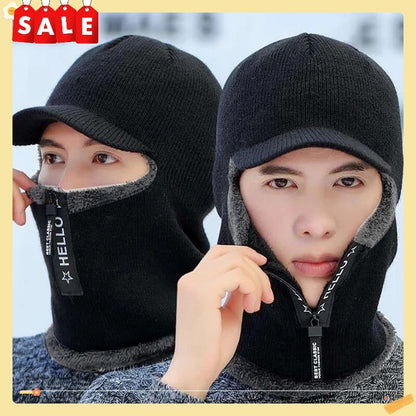 New Men's Winter Warm Wool Hat - Thickened Knitted Cycling Hat - Windproof Sun Hat - Cold and Wind Resistant