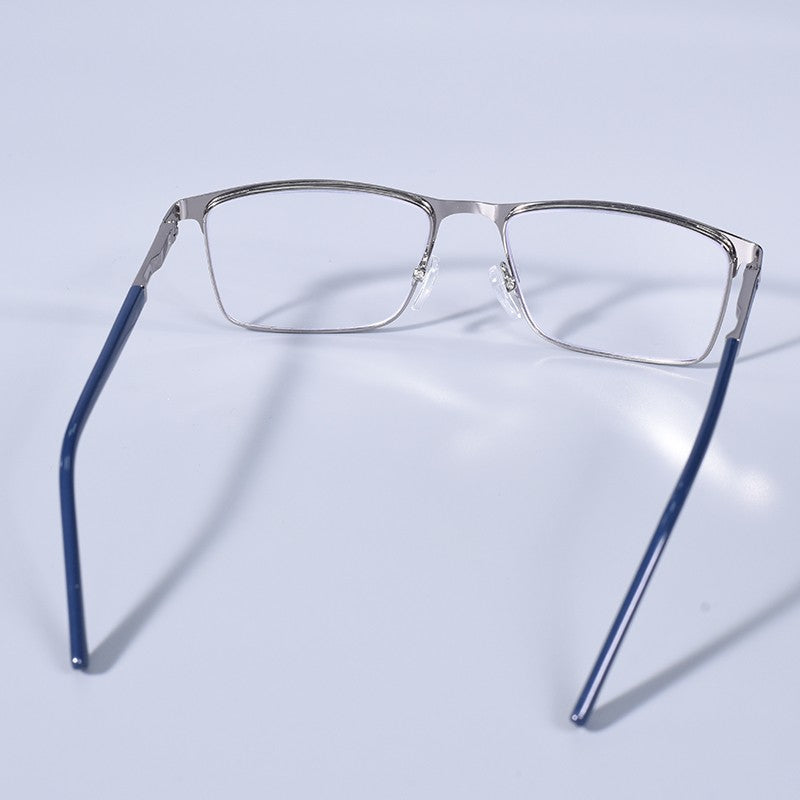 Anti Blue Light Men Reading Glasses Metal Full Frame Business Eyeglasses For Men Square Double Color Reading Eyewear +100+150
