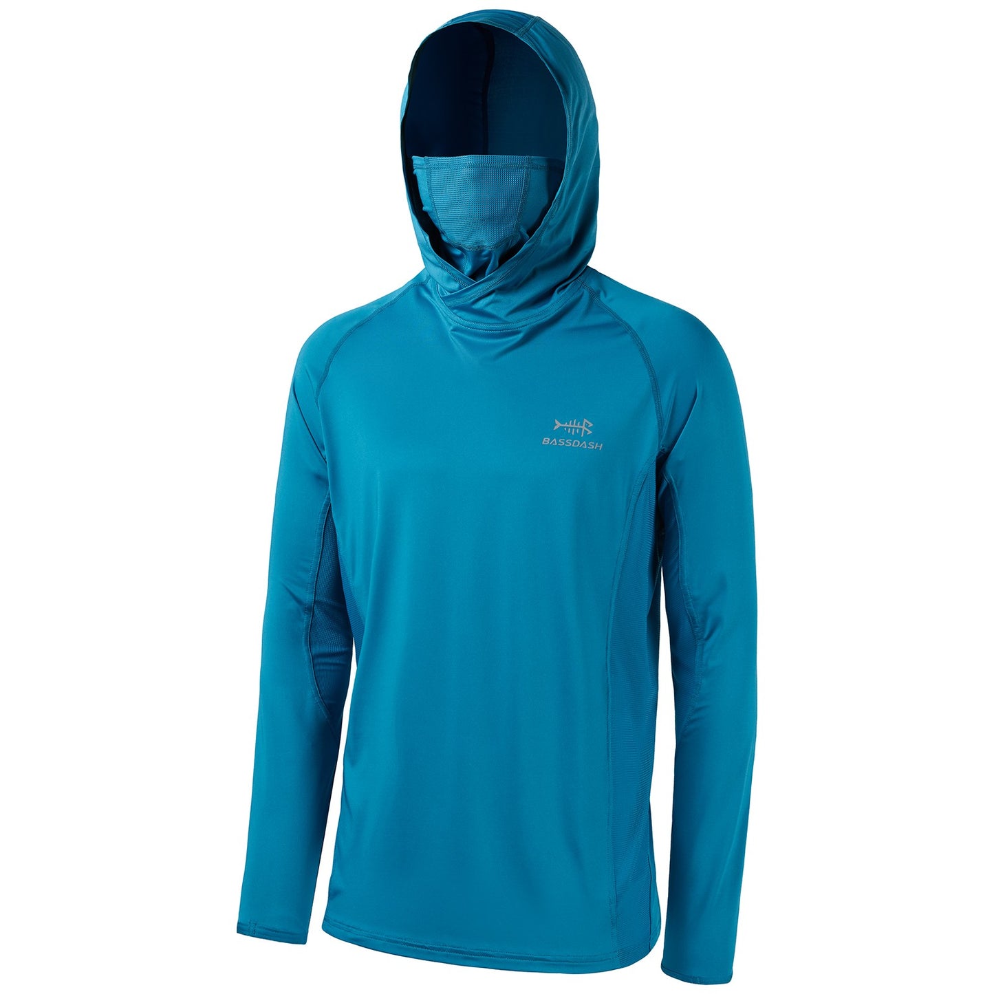 Camisa de Pesca Masculina Bassdash UPF 50+ de Manga Longa com Máscara e Capuz Protetor de Pescoço UV para Manter a Cabeça e o Rosto Aquecidos em Atividades ao Ar Livre, Caminhada e Corrida