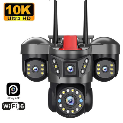 10K 20MP UHD Outdoor WiFi IP Camera Four Len Four Screen 360° 16X Zoom PTZ Security Cam Auto Tracking CCTV Wireless Surveillance