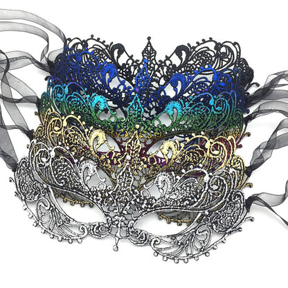 Women Sexy Hollow Lace Masquerade Gold Black Face Mask Princess Party Cosplay Prom Props Costume Nightclub Queen Eye Mask Exotic