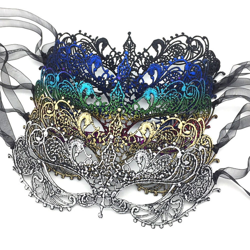 Women Sexy Hollow Lace Masquerade Gold Black Face Mask Princess Party Cosplay Prom Props Costume Nightclub Queen Eye Mask Exotic