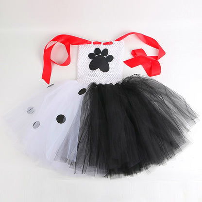Dalmatians Dog Tutu Dress for Baby Girls White Black Spotted Dog Halloween Costumes Kids Puppy Outfits Children Animal Clothes
