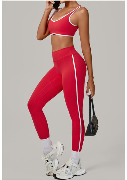 Yoga Suit Sports Fitness High Waist Peach Hip Tight Removable Padding Sports Bra Outfit Running Workout Clothes Gym Leggings Set