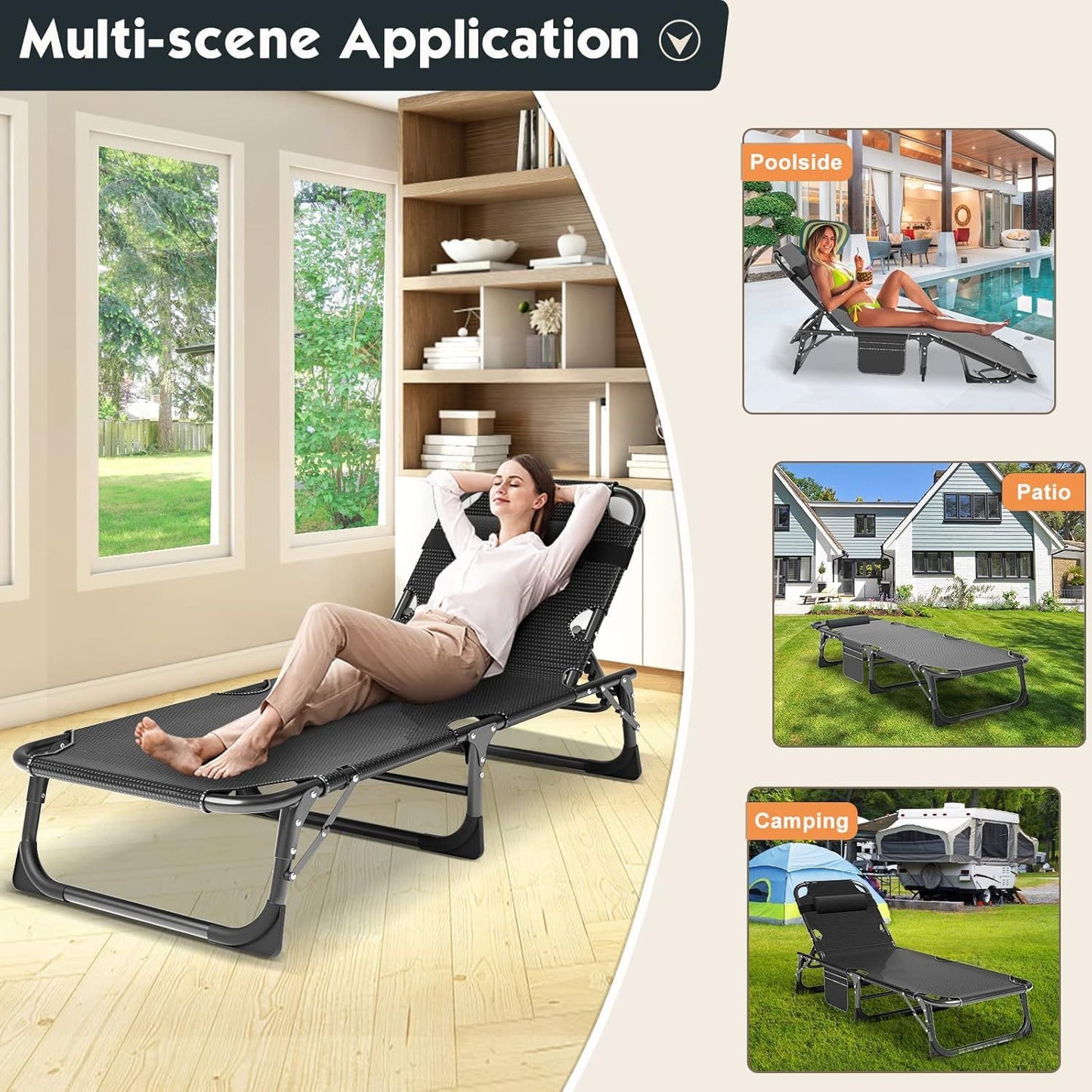 Folding Bed with Mattress, Portable Foldable Adult Bed Frame for Guest, Fold up Bed Cot for Indoor Outdoor Travel Camp V