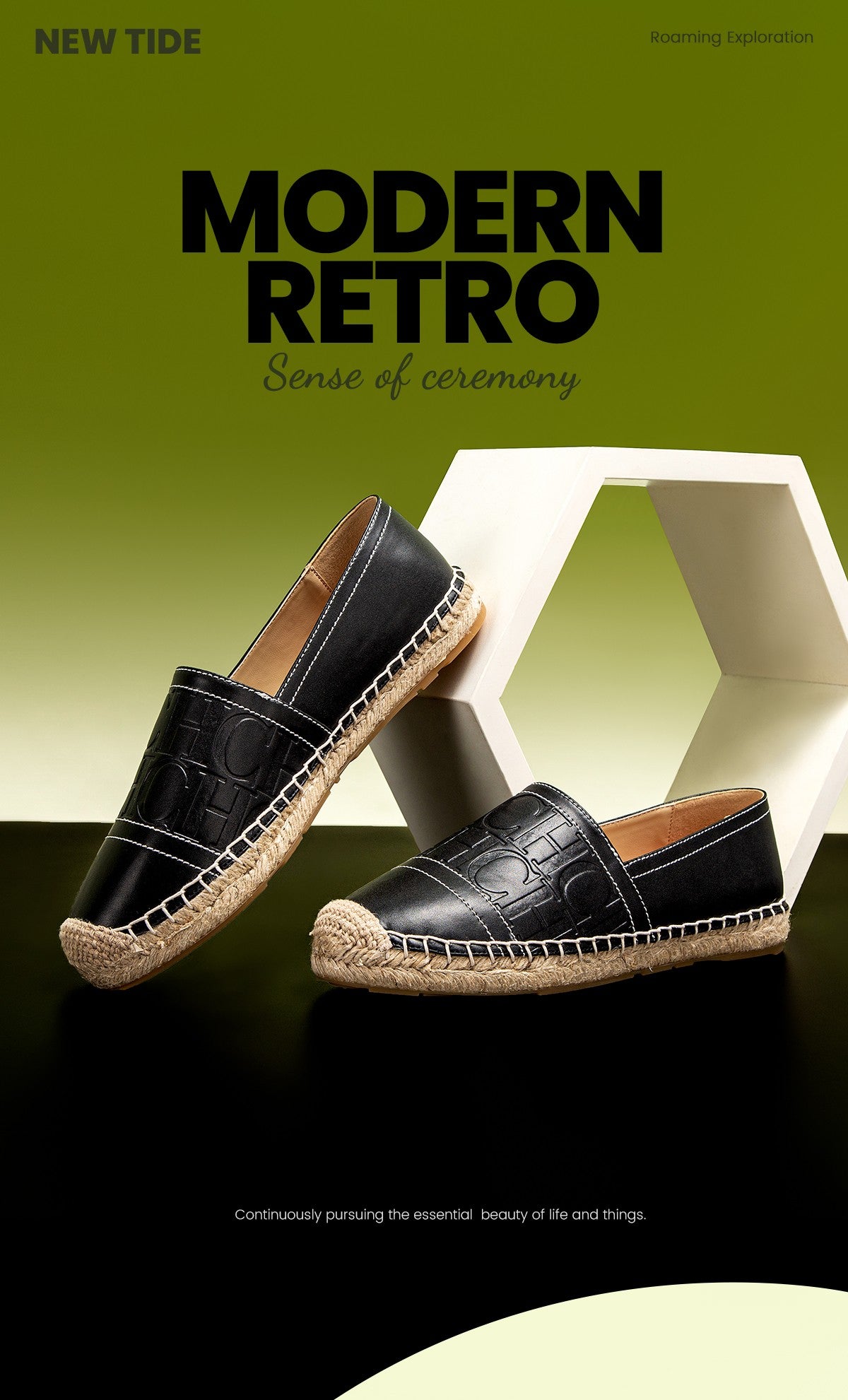 CHCH Women's Beach Shoes 2025 New Anti slip Handmade Hemp Bottom Flat Shoes Mommy Gift Casual Shoes