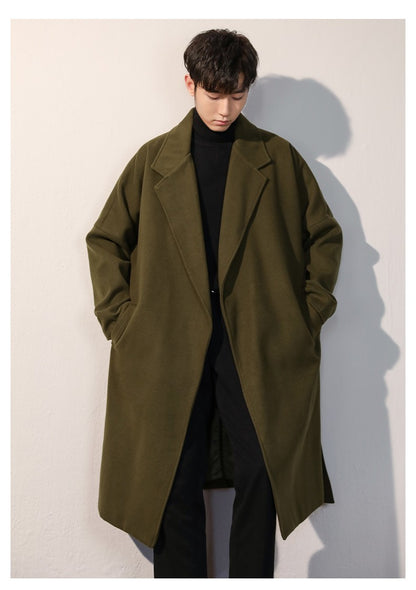 Men's Winter luxury Cardigans Trench Male Black Wool Overcoat Coat Black Long Padding Coat Men's Clothes Jac Windbreaker For Men