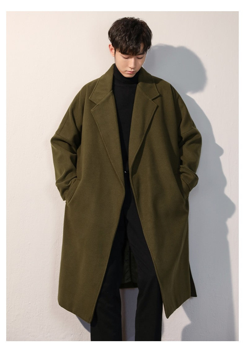 Men's Winter luxury Cardigans Trench Male Black Wool Overcoat Coat Black Long Padding Coat Men's Clothes Jac Windbreaker For Men