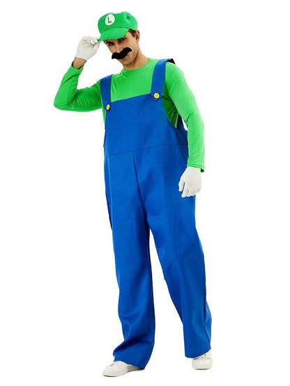 Game Super Luigi Brothers Uniform Funny Anime Adult Men Woman Halloween Carnival Performances Costume with Hat Mustache Gloves
