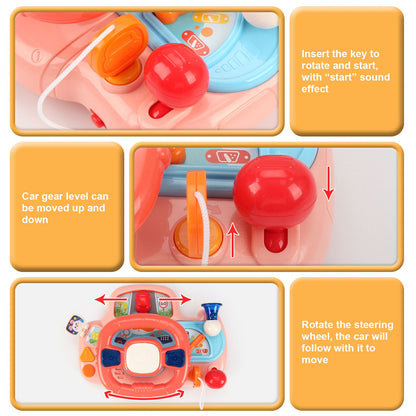 Baby Electric Steering Wheel Simulation Driving Vocal Toys for Car Seats and Stroller Educational Toys for 0-36 Months Toddlers