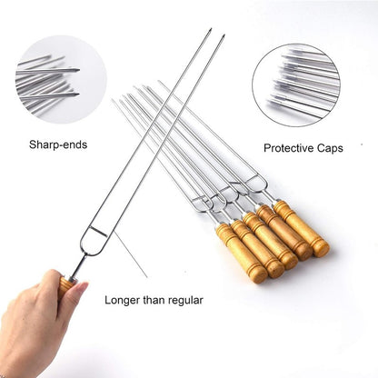 5pcs/10pcs/20pcs Stainless Steel U-Shaped Barbecue Brazing Fork Needle Grilling Skewers Double Prong BBQ Tools BBQgrill outdoor
