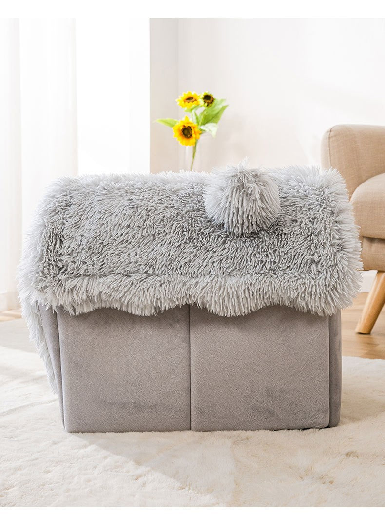 Casinha de Cachorro Grande Interna Macia Confortável, Cama para Filhotes Removível, Toca para Cães Pequenos, Tapete Quente de Inverno para Dormir, Portátil