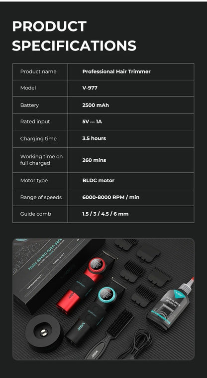 VGR Hair Trimmers Professional Hair Clippers Electric Hair Clippers 0MM Trimmer Reciprocating Mens Beard Trimmers V-977 V-377