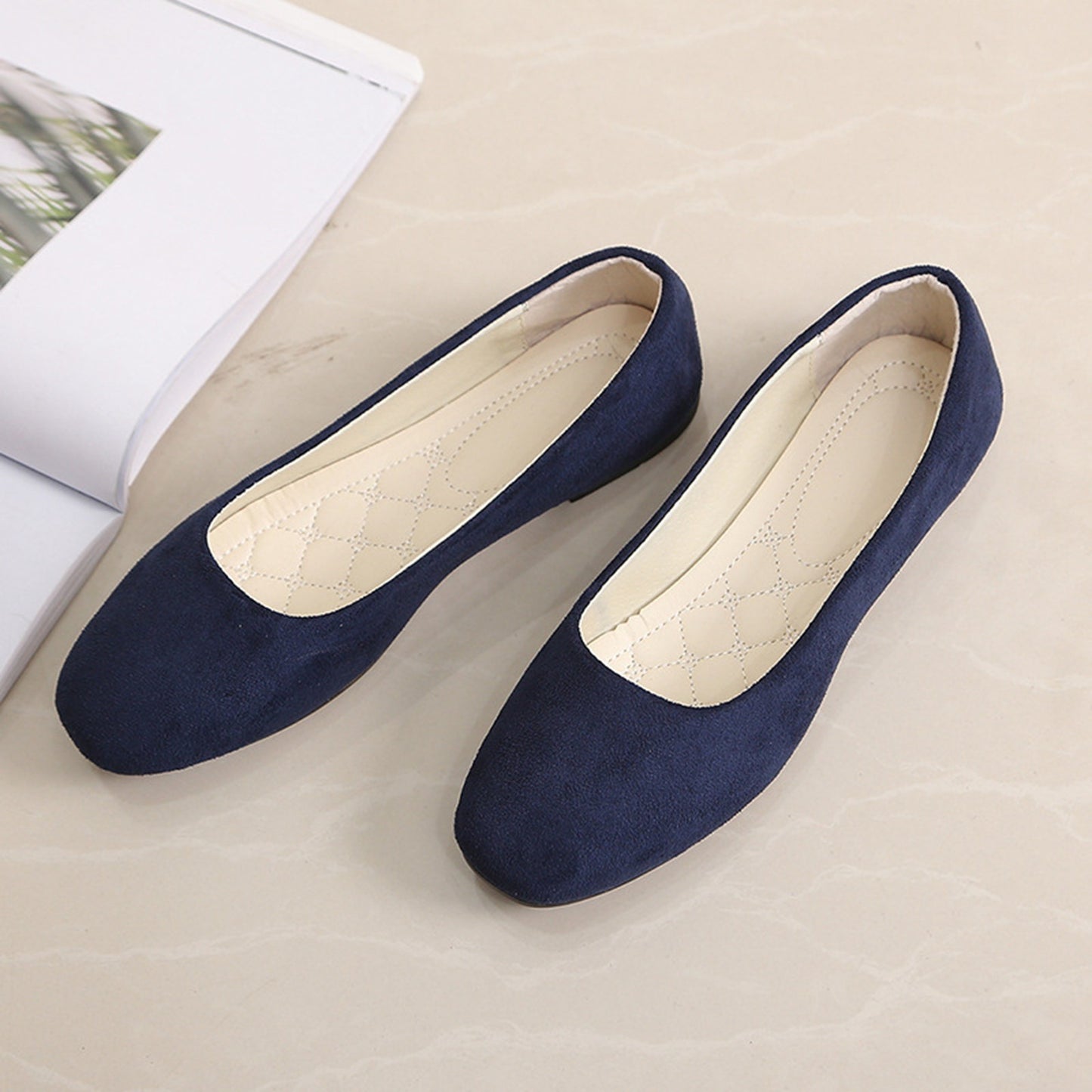 Woman Flats Casual Round Toe Cute Flats Flock Mocasines Ballerina Church Flats Female Suede Elegant Soft Sole Mom Shoes