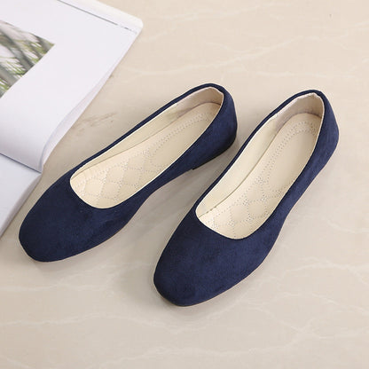 Woman Flats Casual Round Toe Cute Flats Flock Mocasines Ballerina Church Flats Female Suede Elegant Soft Sole Mom Shoes
