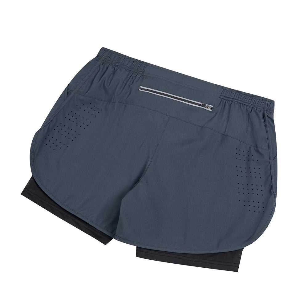 Summer men's reflective running shorts Fitness quick drying double-layer shorts Men's exercise training bodybuilding shorts