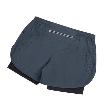 Summer men's reflective running shorts Fitness quick drying double-layer shorts Men's exercise training bodybuilding shorts