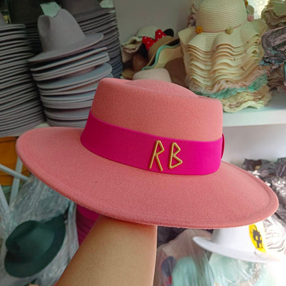 Fedora Chapéu de Copa Reta Chapéu de Outono/Inverno Chapéu RB Britânico Francês Chapéu de Copa Reta Chapéu Punk Jazz Chapéu de Aba Larga Gorras ??
