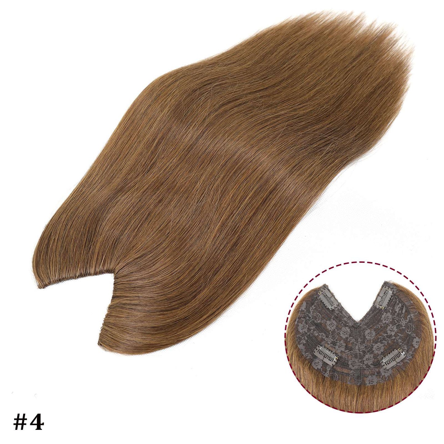 Extensões De Cabelo Humano Com Presilha Em V Para Mulheres Com Topo Invisível Castanho Loiro Destaque Para Mulheres Cabelo Liso Brasileiro Remy 16 Polegadas