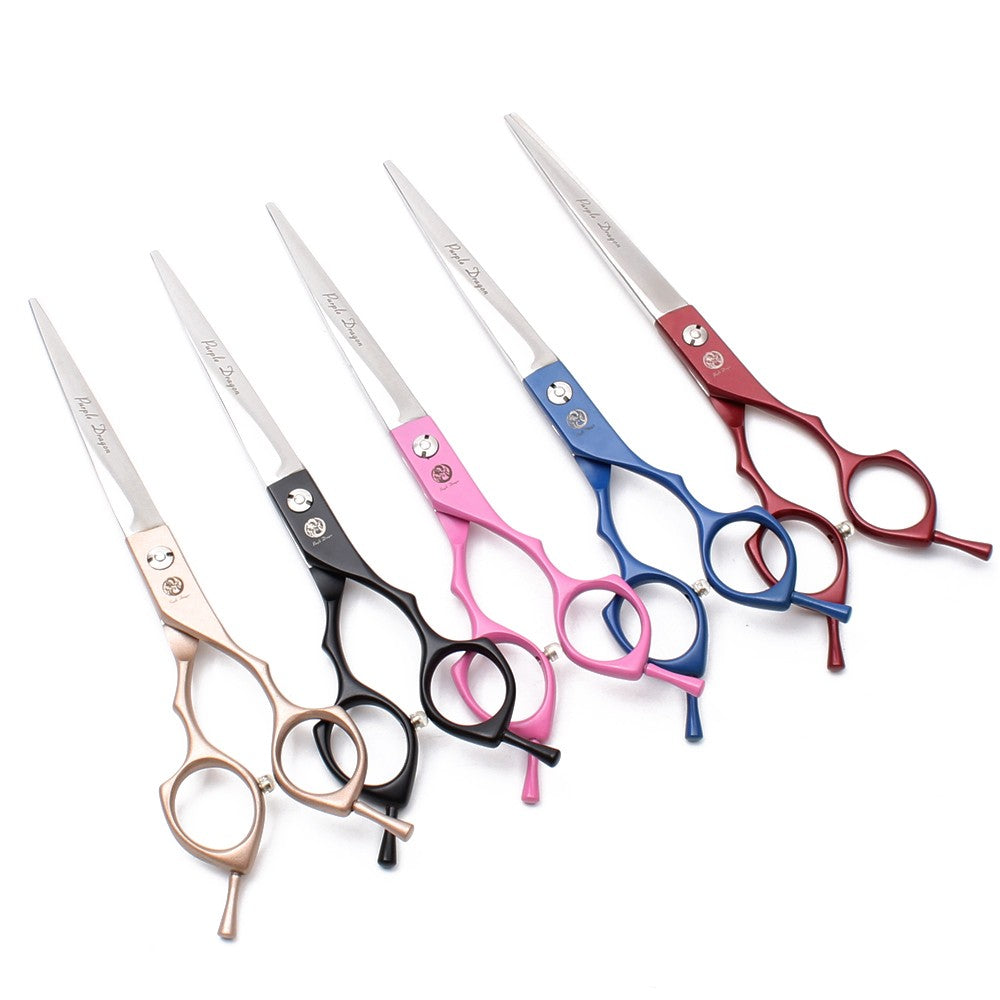 Purple Dragon 6.5" 7" Japão 440C Tesouras de Tosa para Cães Tesouras Retas Tesouras Desbastadoras Tesouras Curvas para Cima/Baixo Tesouras para Animais de Estimação Z4009
