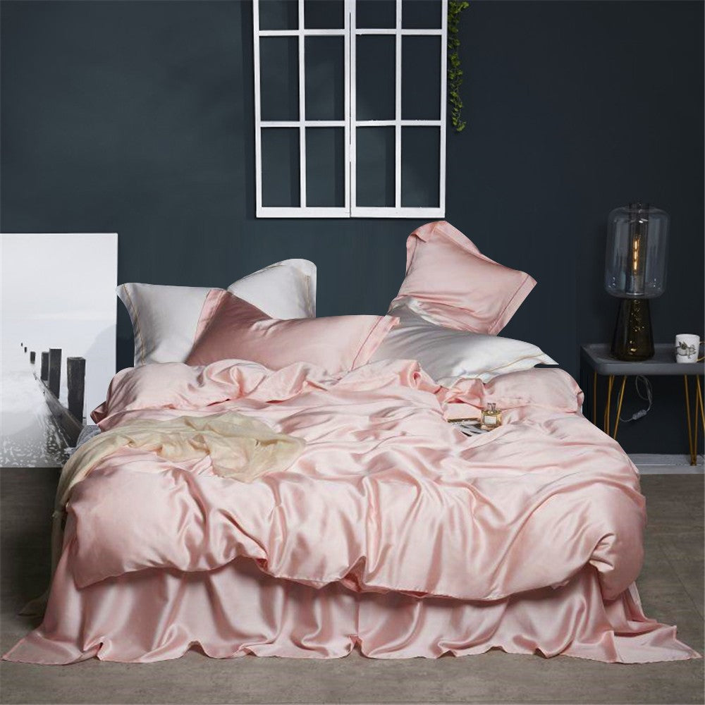 Lofuka Top Grade 100% Silk Green Bedding Set Queen King Silky Sexy Honeymoon Duvet Cover Bed Linen Flat Sheet Pillowcase