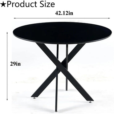 Round Dining Table For 4, Mid Century Modern 42" Round Dining Room Table With MDF Tabletop & Cross Metal Legs, Round Coffee Tabl