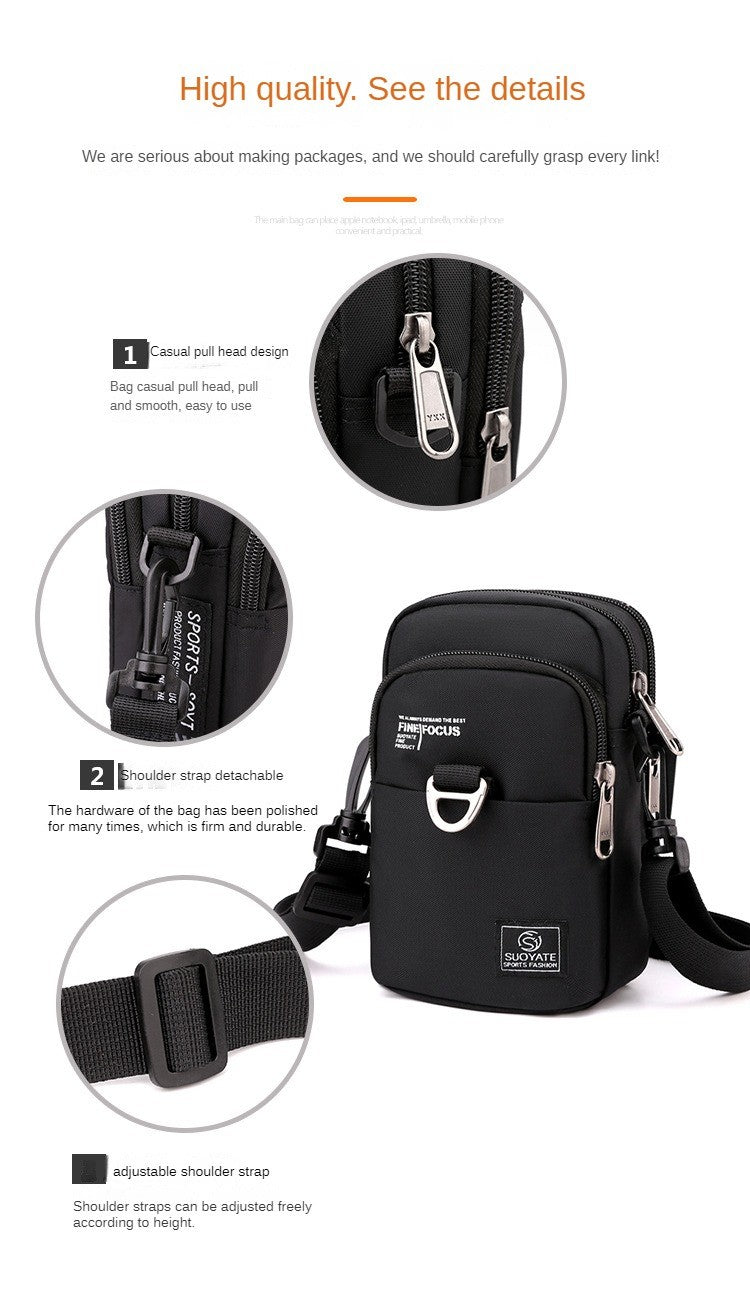 Fashion 3 Layers Men Small Shoulder Bag High Quality Durable Nylon Male Handbag Portable Messenger Bag Flap Mini Waist Bag