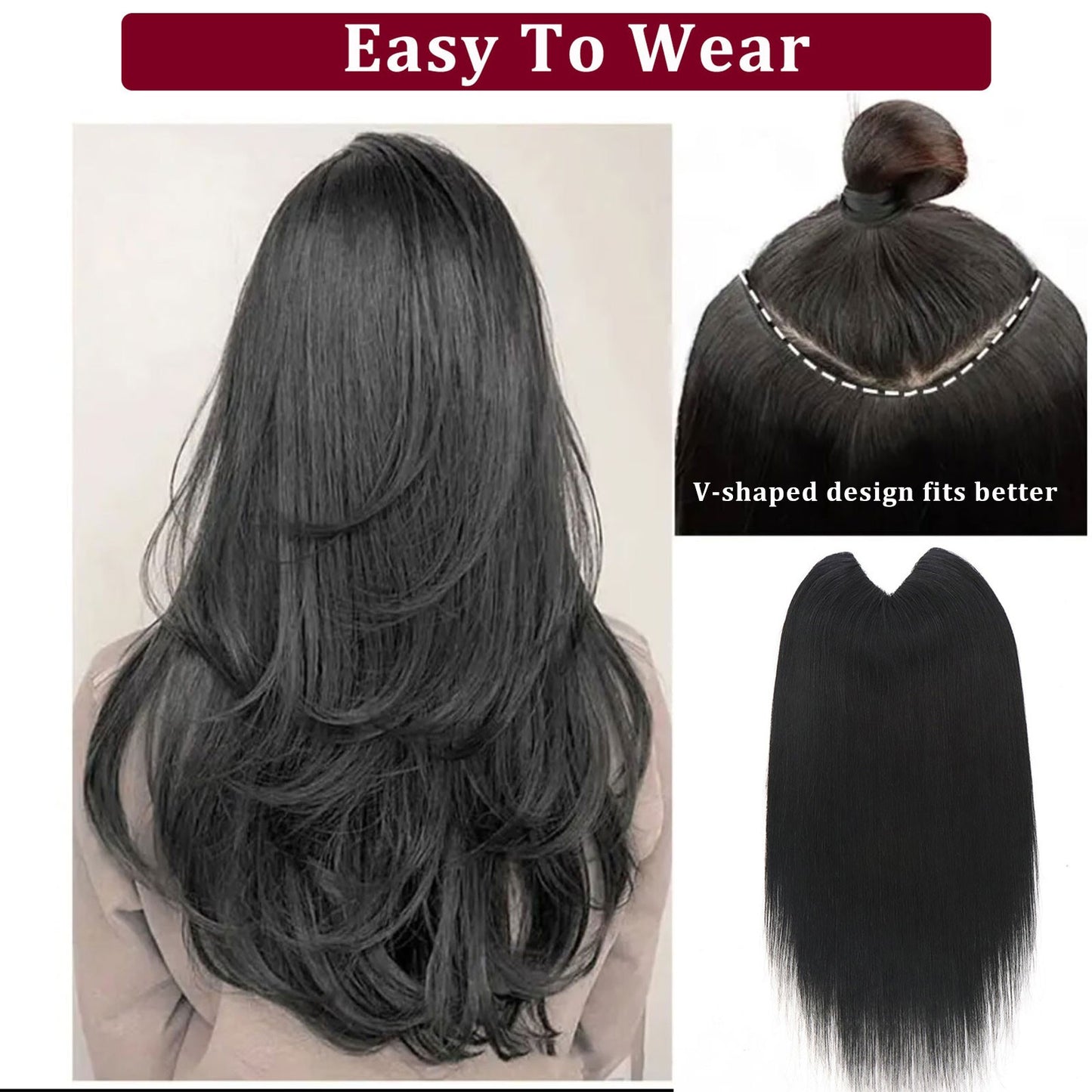 Extensões De Cabelo Humano Com Presilha Em V Para Mulheres Com Topo Invisível Castanho Loiro Destaque Para Mulheres Cabelo Liso Brasileiro Remy 16 Polegadas