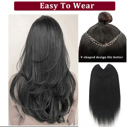 Extensões De Cabelo Humano Com Presilha Em V Para Mulheres Com Topo Invisível Castanho Loiro Destaque Para Mulheres Cabelo Liso Brasileiro Remy 16 Polegadas