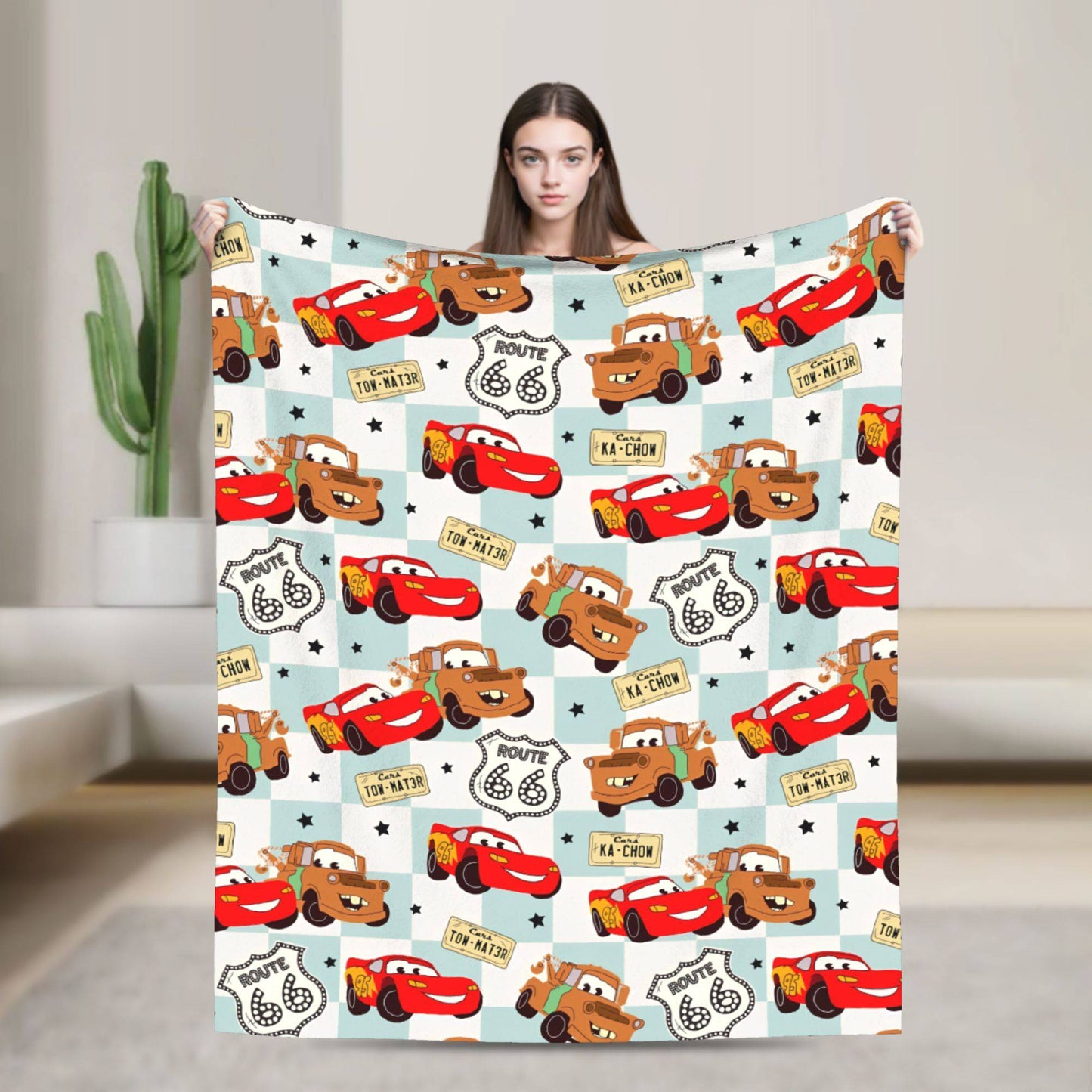 Mater Lightning McQueen Cars Blankets Flannel Spring Autumn  Multi-function Soft Throw Blanket for Home Travel Bedspread