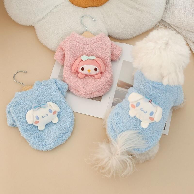Sanrio Kuromi Moletom de Veludo Dupla Face para Cães e Gatos, Quente para Outono e Inverno, Roupas de Cachorro de Flanela, Jaqueta de Gato Engrossada, Suprimentos para Animais de Estimação