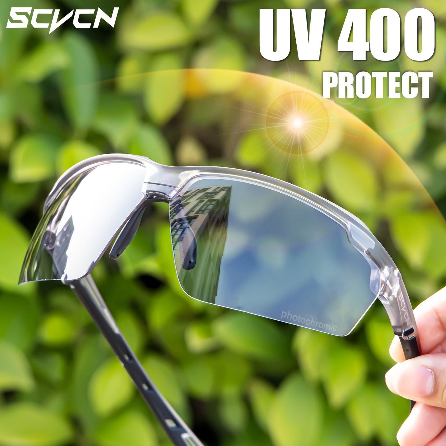 Óculos de Ciclismo Fotocromáticos SCVCN Masculino MTB Óculos de Sol para Ciclismo Feminino Óculos de Ciclismo de Estrada UV400 Óculos Esportivos para Corrida ao Ar Livre