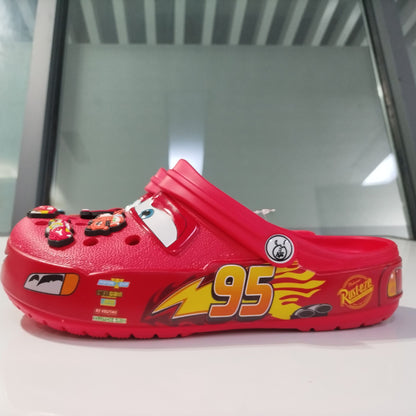 Desenho Animado Disney Pixar Relâmpago McQueen Chinelos Buraco Sólidos Impermeáveis Chinelos Ajustáveis Sandálias para Exterior Respiráveis Sapatos de EVA Presente