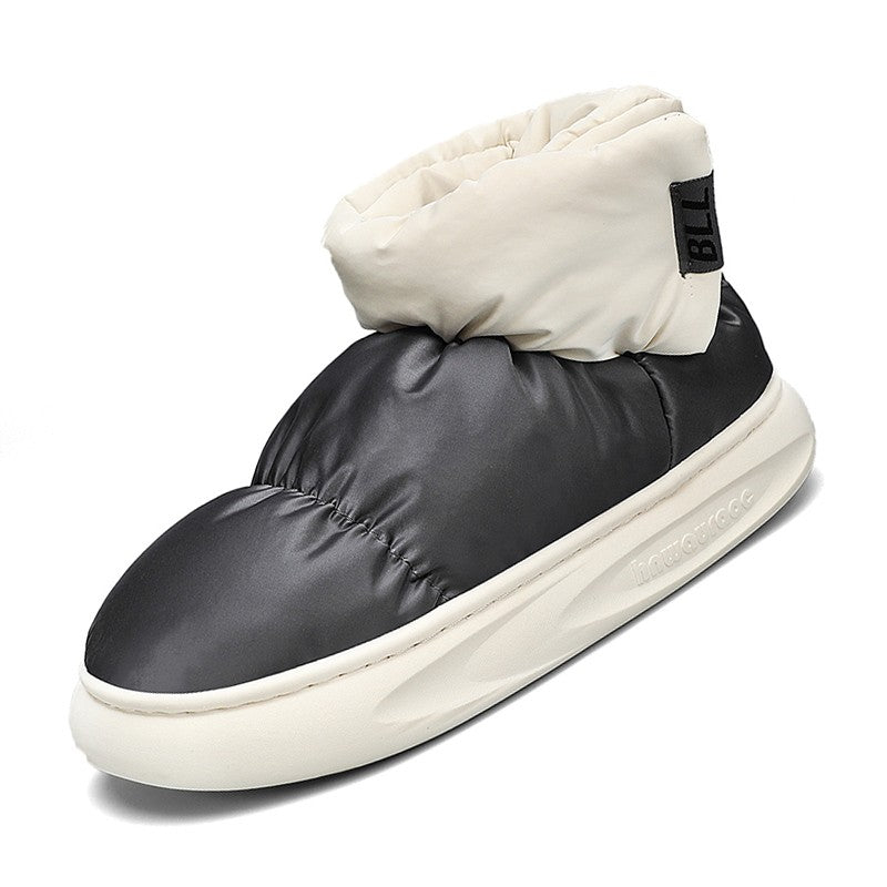 Outdoor Plush Warm Men's Snow Boots Winter Couple Cotton Shoes Down Non-Slip Waterproof Fashion Kids Shoes Slip on Soft Sneakers