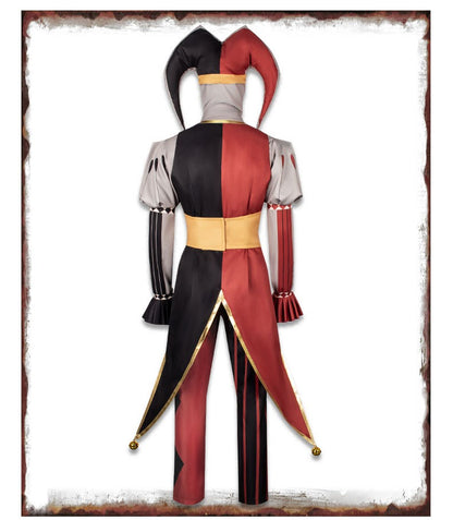 Kingdom of Marionettes Jestyn Cosplay Costume Gothic Jester Uniform Halloween Party Roleplay Outfit With Hat Mask