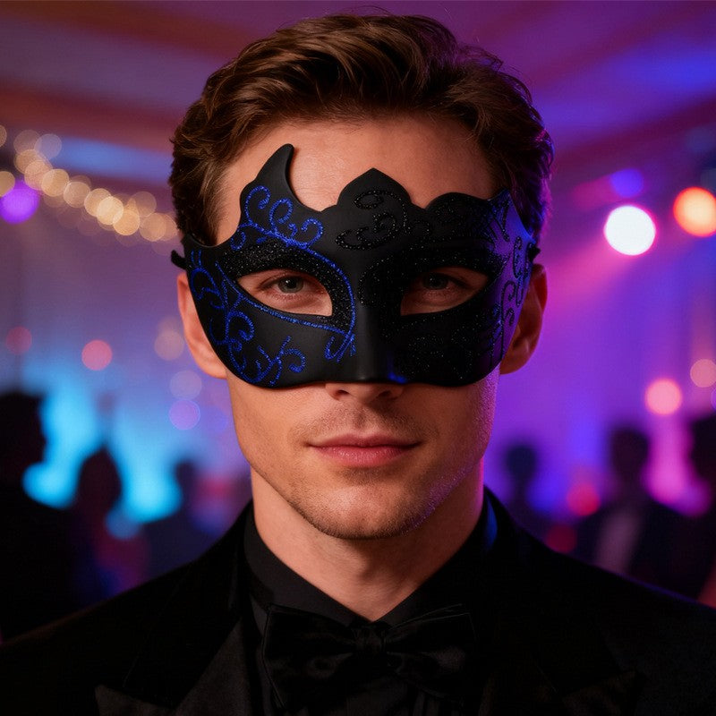 2Pcs Men Women Half Face Masks Couple Masks Sexy Painted Masquerade Mask Wedding Carnival Performance Costume Prom Party Supply