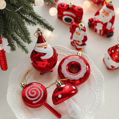 2PCS Red&white Christmas Hanging Decoration Plastic Santa Clause Xmas Ornament Ball Festival Camera Owl Xmas Baubles