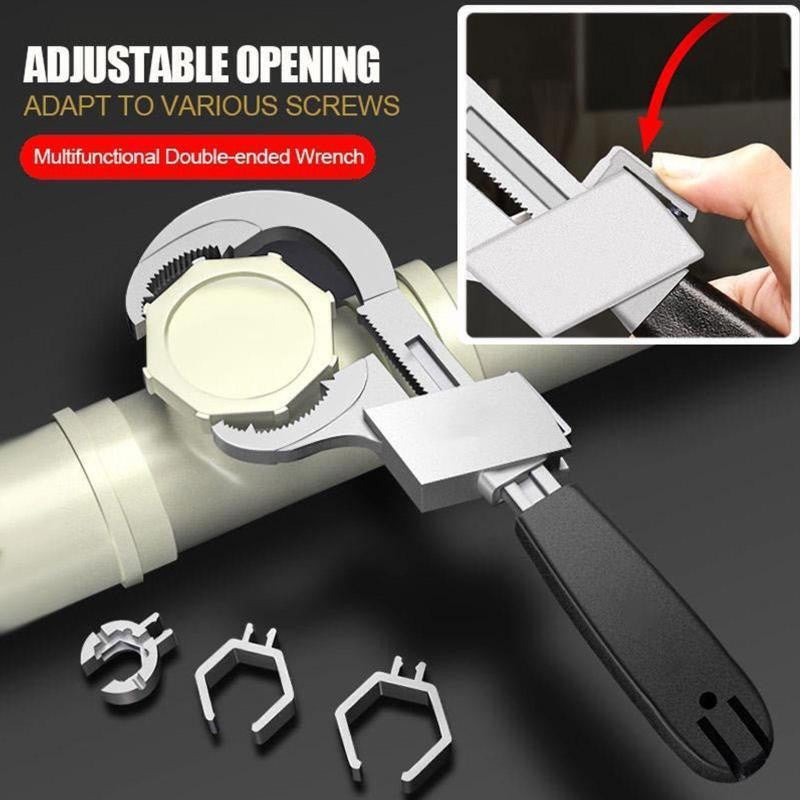 Chave de Tubo de Água Ajustável Multifuncional Chave Dentada em Arco Circular para Torneira de Banheiro Kit de Manutenção Manual