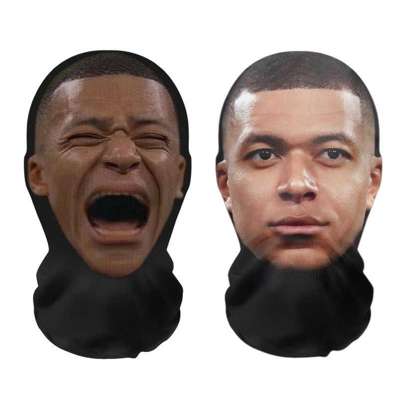 2/3Pcs 3D Seamless Mask Funny Face Printed Head Scarf Famous Person Ice Silk Sunscreen Head Mask Halloween Cosplay