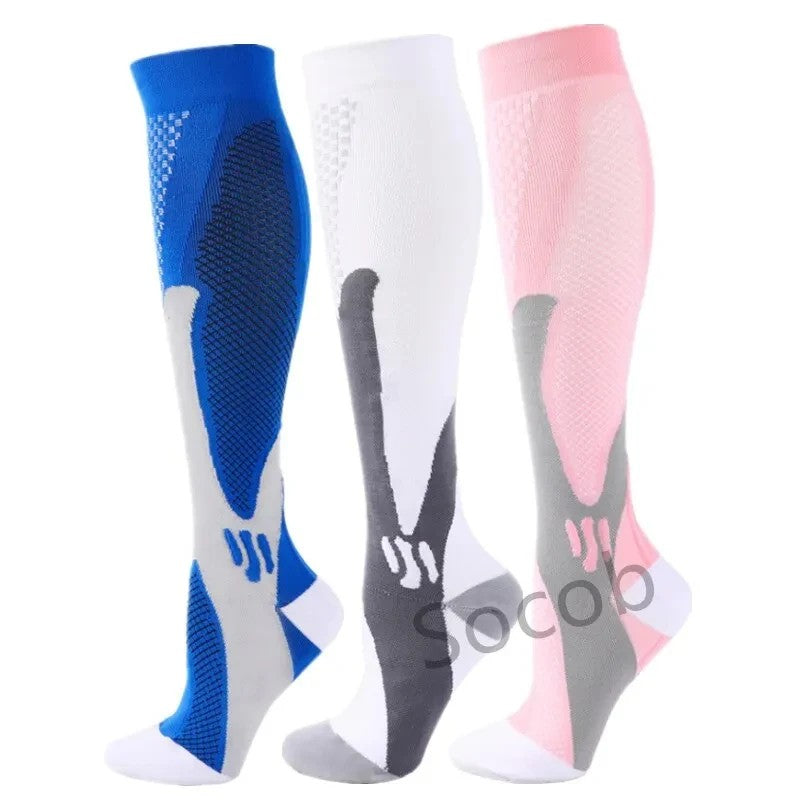 3/6/7 Double Compression Socks Varicose Socks Men Women With Diabetes Pregnancy Elastic Socks Gym Outdoor Sports Rugby Running