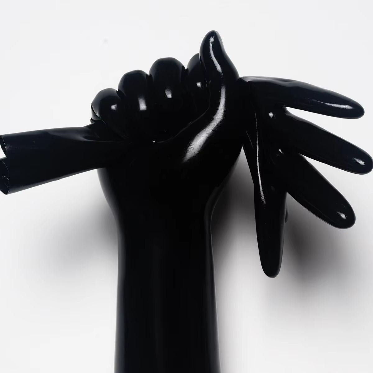 Yellow Glossy  colorful Wet Look Short Gloves Stretchy Full Finger Handmade