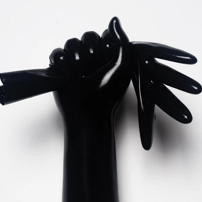 Yellow Glossy  colorful Wet Look Short Gloves Stretchy Full Finger Handmade