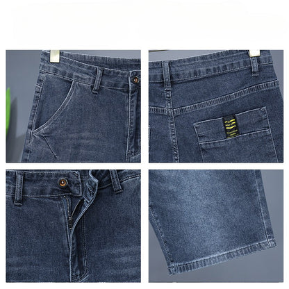 Men's Straight Casual Denim Shorts Simple Solid Color Slim Jeans Comfortable Breathable Bermuda Short Pants Summer