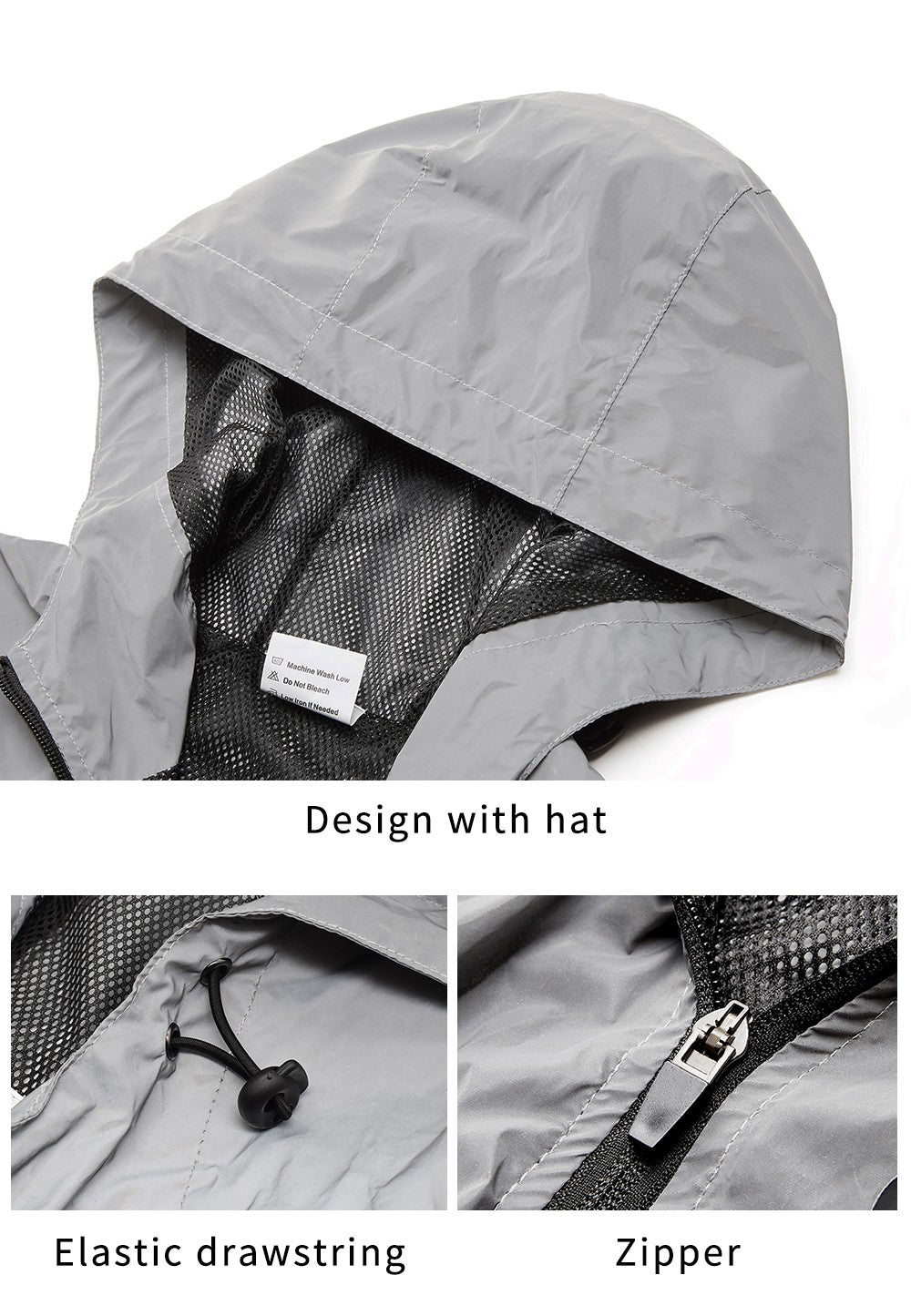 WOSAWE Full Reflective Jacket with Hoodie High Visibility Waterproof Wind Breaker Men Women Hiking Cycling Running Safety Vest