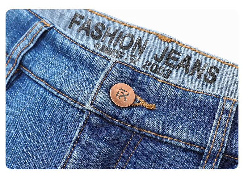 2024 Winter Warm Jeans Men's Fleece Thickened Slim Straight Trousers Fashion Stretch Cotton Casual Denim Pants Brand Clothes