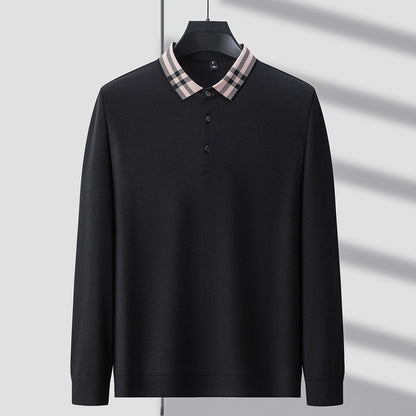 Light luxury brand polo shirt long sleeved spring and autumn new style comfortable and breathable casual striped lapel T-shirt